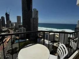 Ocean-view hotel room in central Surfers Paradise