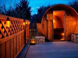 Chalet mit Sauna, Kamin & Fernblick im Steigerwald