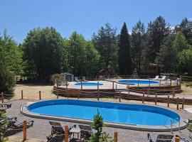 Ośrodek Wypoczynkowy Mamczur Pizuny, Roztocze, PROMOCJA ! Domki z kominkami w sercu lasu, baseny, sauna, jacuzzi w cenie wynajmu，位于Łukawica的酒店
