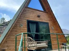 Panoramic Mountain A-Frame Cabin Retreat with Fireplace in Limassol, Cyprus