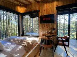 Cabana para casal com banheira e vista na natureza
