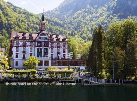 Hotel Vitznauerhof - Lifestyle Hideaway at Lake Lucerne，位于菲茨瑙Luftseilbahn Vitznau –Wissifluh 6p Cable Car附近的酒店