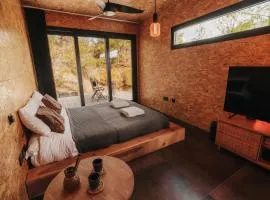 Secluded design cabin forest retreat in Cyprus