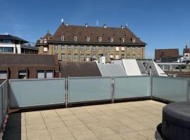 New Penthouse Loft with Rooftop Terrace 50sqm, Hot Tub, Open Kitchen Island, 2 BR, City Center，位于巴塞尔的酒店