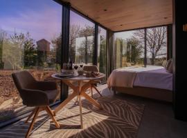 Stylish Mirrored Cabin with Hot Tub & Sauna，位于兰盖夫尼的酒店