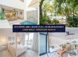 Stylish NEW 2BR Villa with Pool Walk to Beach