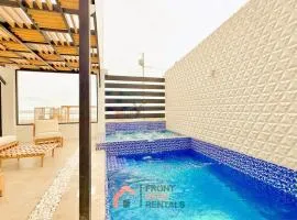 Beachfront pool whirlpool & firepit