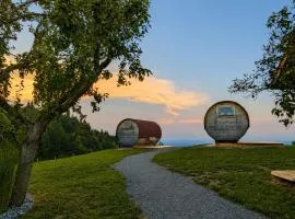 Panorama Schlaffässer am Kastanien- und Heidelbeerhof - Südsteiermark