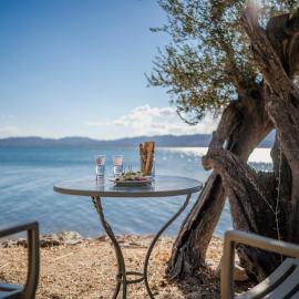 Beautiful Traditional Stone House in the private Sea Front Olive Grove of Elaionas Nikou Luxury Villas，位于Alyfantá的酒店