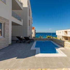 Dolphin view with a pool by the beach