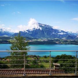 Chalet with panoramic views of the mountains of the Oberland and Lake Thun，位于锡格里斯维尔的酒店