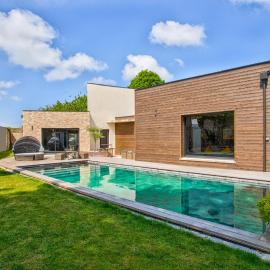 Luxury Villa Orion with heated Pool, Billard，位于Biéville-Beuville的酒店