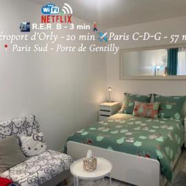 Paris Sud-porte de Gentilly mignon T2 250 m de Paris，位于让蒂伊的酒店