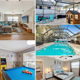 Exquisite Retreat with Heated Pool for 14 Guests, Pool Table Paradise!，位于布兰登的酒店