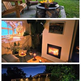 Black Walnut House with indoor outdoor fireplace