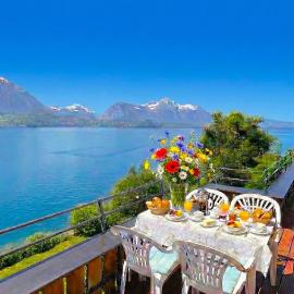 Lake Thun Alps Scenic Views and Concierge by SwissHut，位于梅尔里根的酒店
