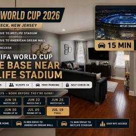 FIFA 2K26 WC 15 Mins to MetLife Stadium with NYC Access，位于提内克的酒店