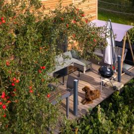 Tiny House mit Kaminofen & Terrasse direkt an Naturteichen - bis 5 Personen - Für Kurzentschlossene，位于Großharthau的酒店