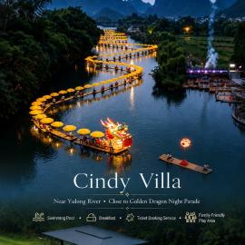 Cindy Villa - Rice Fields & Karst Peaks at Yulong River - Infinity Pool & Breakfast - Near Golden Dragon Night Parade，位于阳朔的酒店