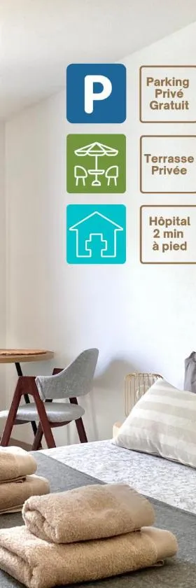 Studio en face Hopital Nord avec terrasse，位于圣普斯特恩耶尔的酒店