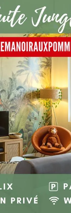 SUITE JUNGLE - JARDIN, NETFLIX et PARKING - Le Manoir aux Pommes，位于Orbec-en-Auge的酒店