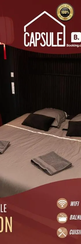 Capsule Japon - Jacuzzi - Netflix & Ecran Cinéma - Xbox，位于Saint-Léger的酒店