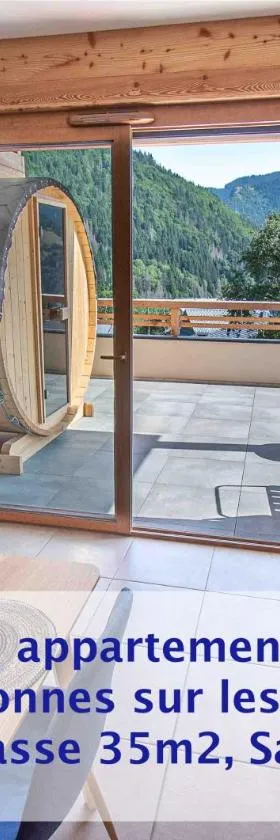 Dans résidence neuve LE SNOW ROC sur les pistes, grand studio cosy 5 pers avec terrasse panoramique, SAUNA, WIFI，位于圣让多尔普的酒店