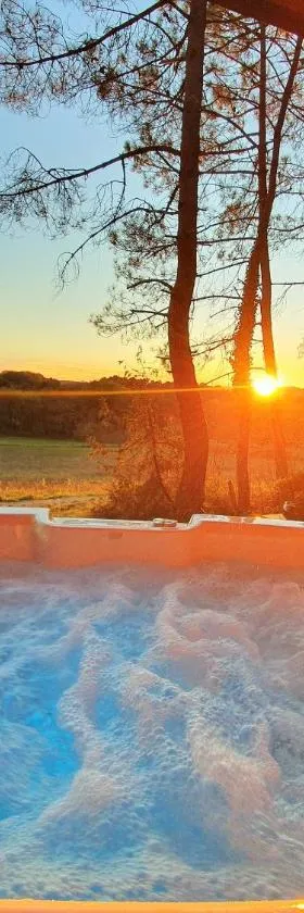 Magnifique chalets en rondins avec SPA et Tipis en plaine Nature Environnement ressourçant au calme vue imprenable Lascaux SPA non disponible juillet et aout，位于Les Farges的酒店