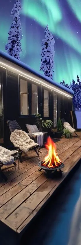 Lapland Riverside, Landscape Cabin 8, KUUKKELI, Ylläs, Tiny Home with Sauna, Fireplace, Terrace, BBQ, Wifi, Ski, Fishing, Pets OK，位于阿卡斯洛姆波罗的酒店