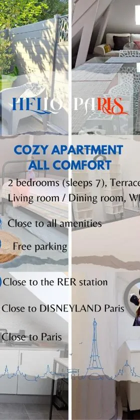 Modern cozy 3 rooms flat between Disney and Paris，位于鲁瓦西恩布里的酒店
