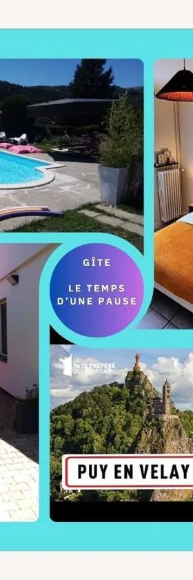 Gîte "Le temps d'une pause" terrasse et piscine，位于Coubon的酒店