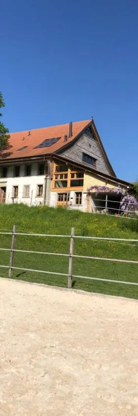 Sérénité et Nature dans une ferme équestre - loft lumineux de 140m2，位于Massonnens的酒店