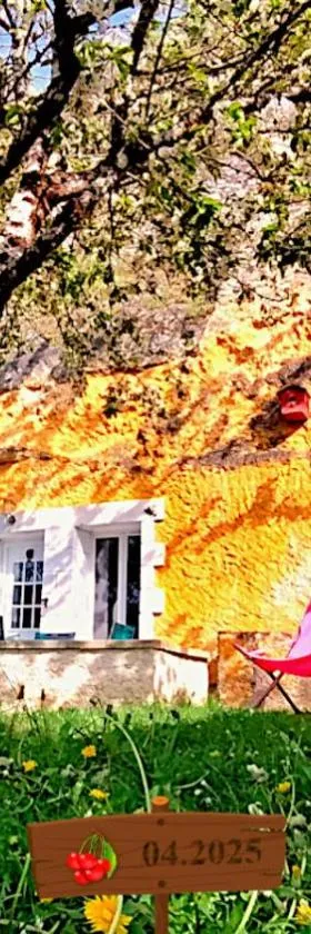Maison troglodytique au coeur des Châteaux de la Loire - Le Cerisier Perché，位于吕讷的酒店