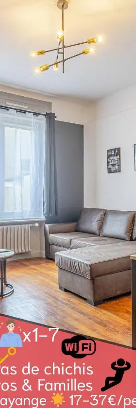 1 STUDIO & 5 APPTS - 1 à 4 lits - 1 à 7 pers - max 31 pers - 1 immeuble - Confort, Flexibilité ------ ENGLISH - 1 STUDIO & 5 APTS - 1 to 4 beds - 1 to 7 guests - up to 31 - same building -- Cattenom，位于Hayange的酒店