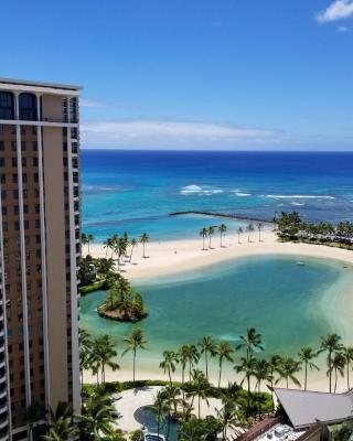 Ilikai Tower One Bedroom Lagoon View Waikiki Condos with Lanai & Free Wifi