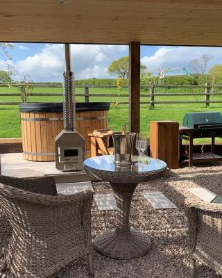 Wood Fired Hot Tub & Pergola with Glass Balcony.