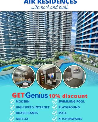 Apartment in Air Residences, Makati with wifi, Netflix, pool, mall and more