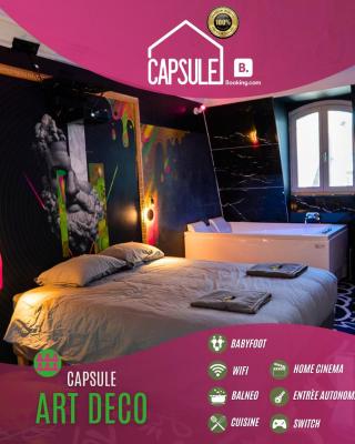 Capsule Art Déco - Jacuzzi - Netflix - Home Cinéma - Arcade de jeux & Nintendo switch - 2 chambres - Filet suspendu