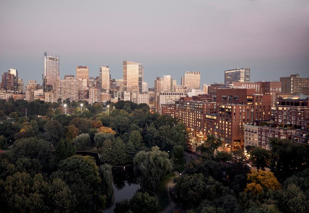 波士顿波士顿四季酒店的享有城市天际线和高楼的景色