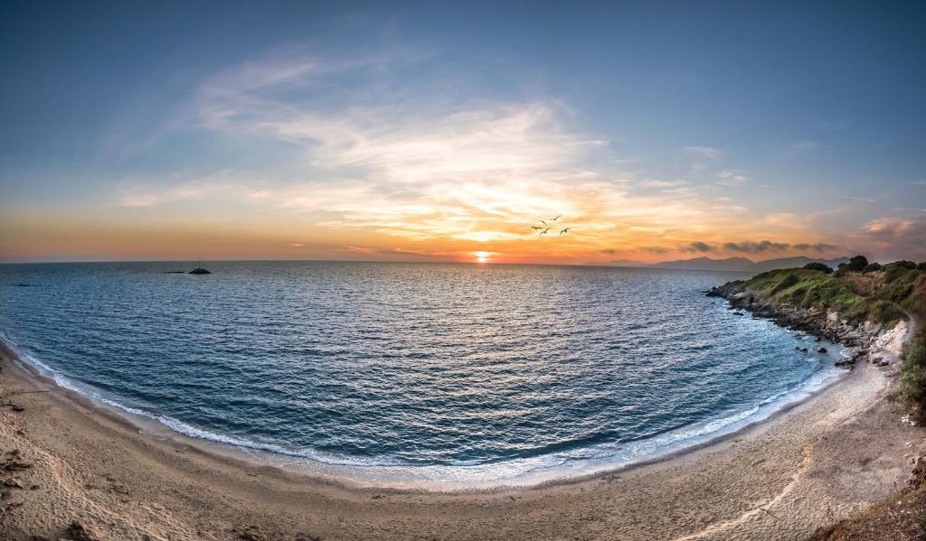 米提卡斯狄奥尼索酒店的沙滩上日落