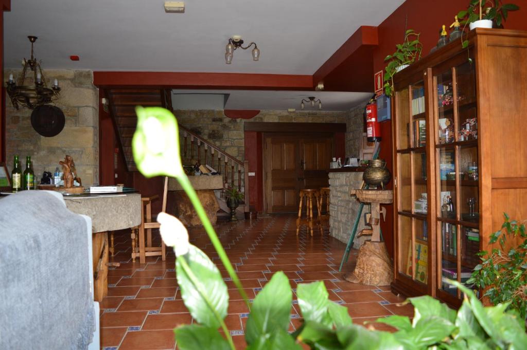 QuintesLa Casona de Quintes的前方有绿色植物的客厅