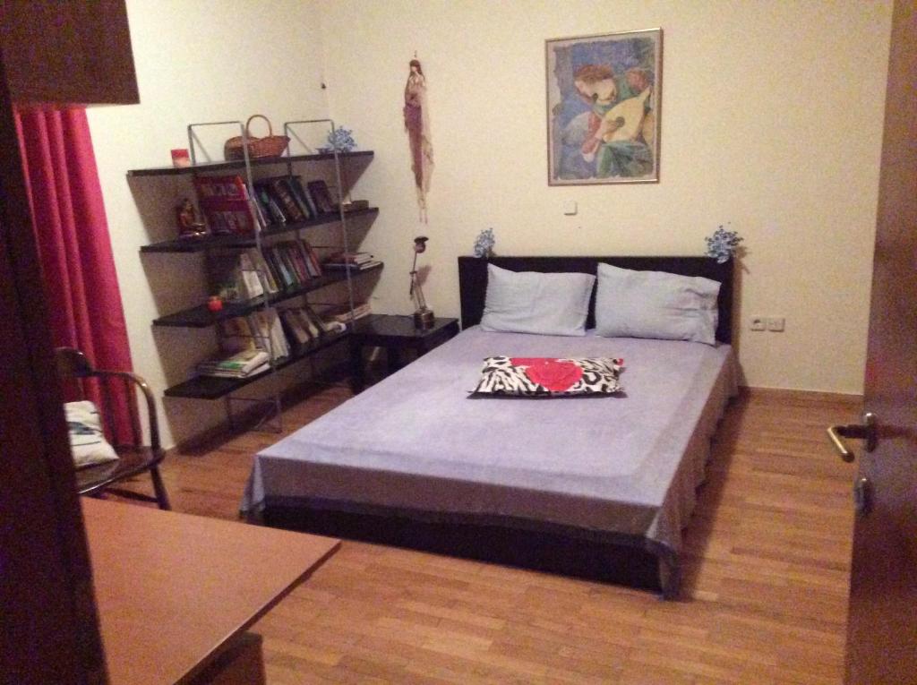 雅典Filyra Homestay (Όμορφο δωμάτιο σε σπίτι)的卧室配有一张床