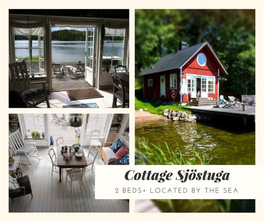 韦姆德Sjöstuga Myttinge的房屋和湖泊图片的拼贴