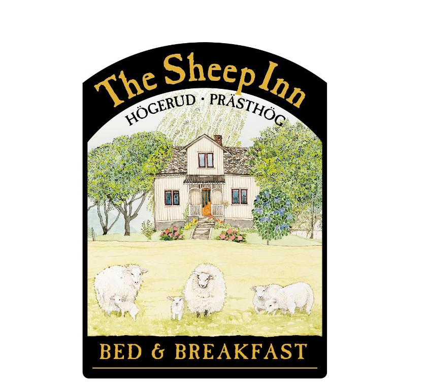 阿尔维卡The Sheep Inn B&B的牧场上羊人住宿加早餐标签