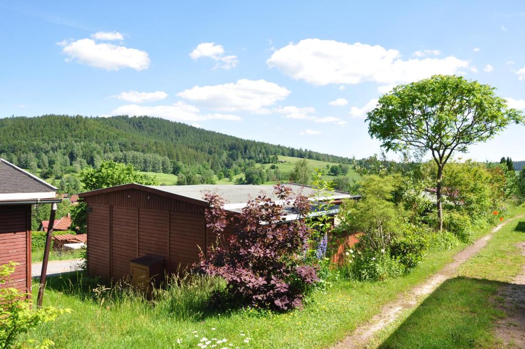 BreitenbachCampingplatz am Waldbad的从房子后院的景色