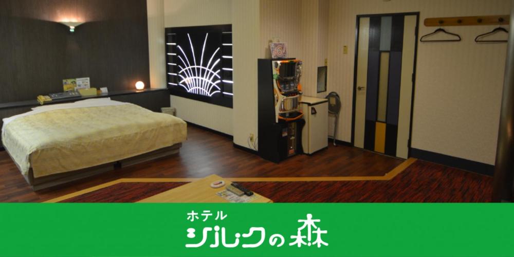 鸟栖市Hotel Silk no Mori (Adult Only)的一间酒店客房,配有一张床和一台机器