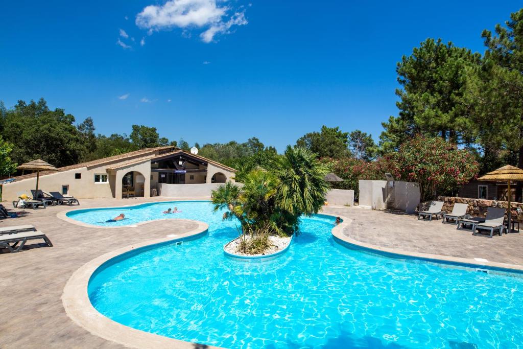 维琪奥港Campo Di Mare的棕榈树中心度假村的游泳池