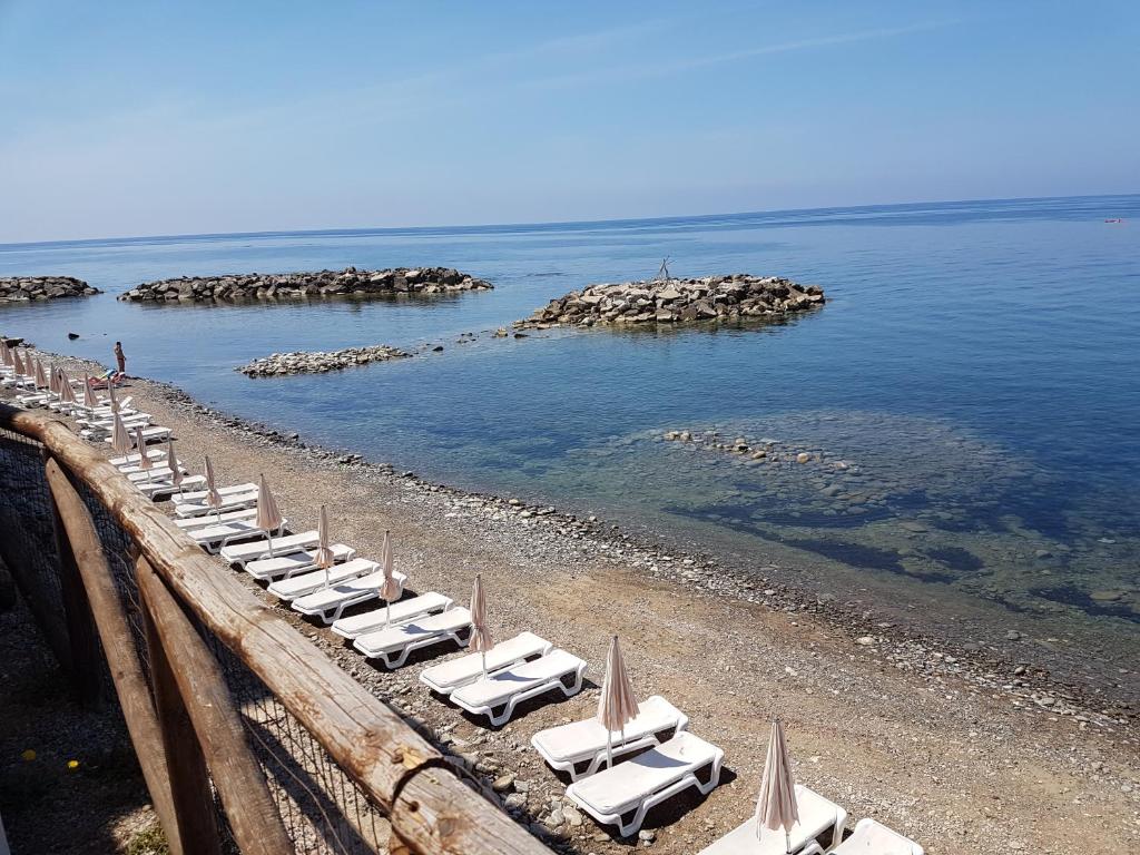 阿西亚罗利特帕尔梅住宅酒店的海滩上的一排躺椅