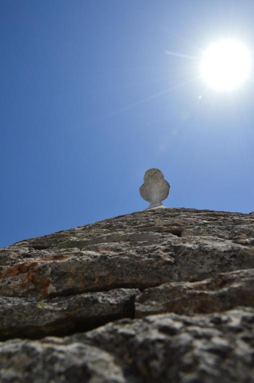 阿尔贝罗贝洛 阿尔贝罗贝洛特鲁利度假屋的蘑菇坐在岩石上