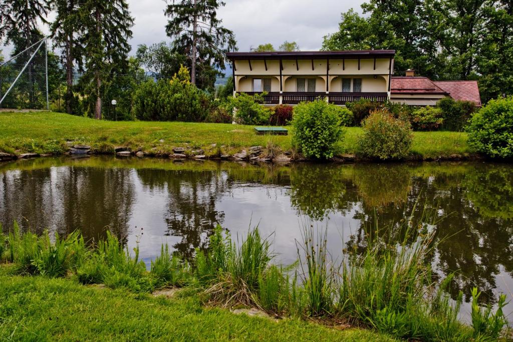 大洛西尼瓦内克旅馆的前面有池塘的房子